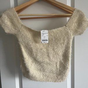 Fuzzy Off-Shoulder Crop Top